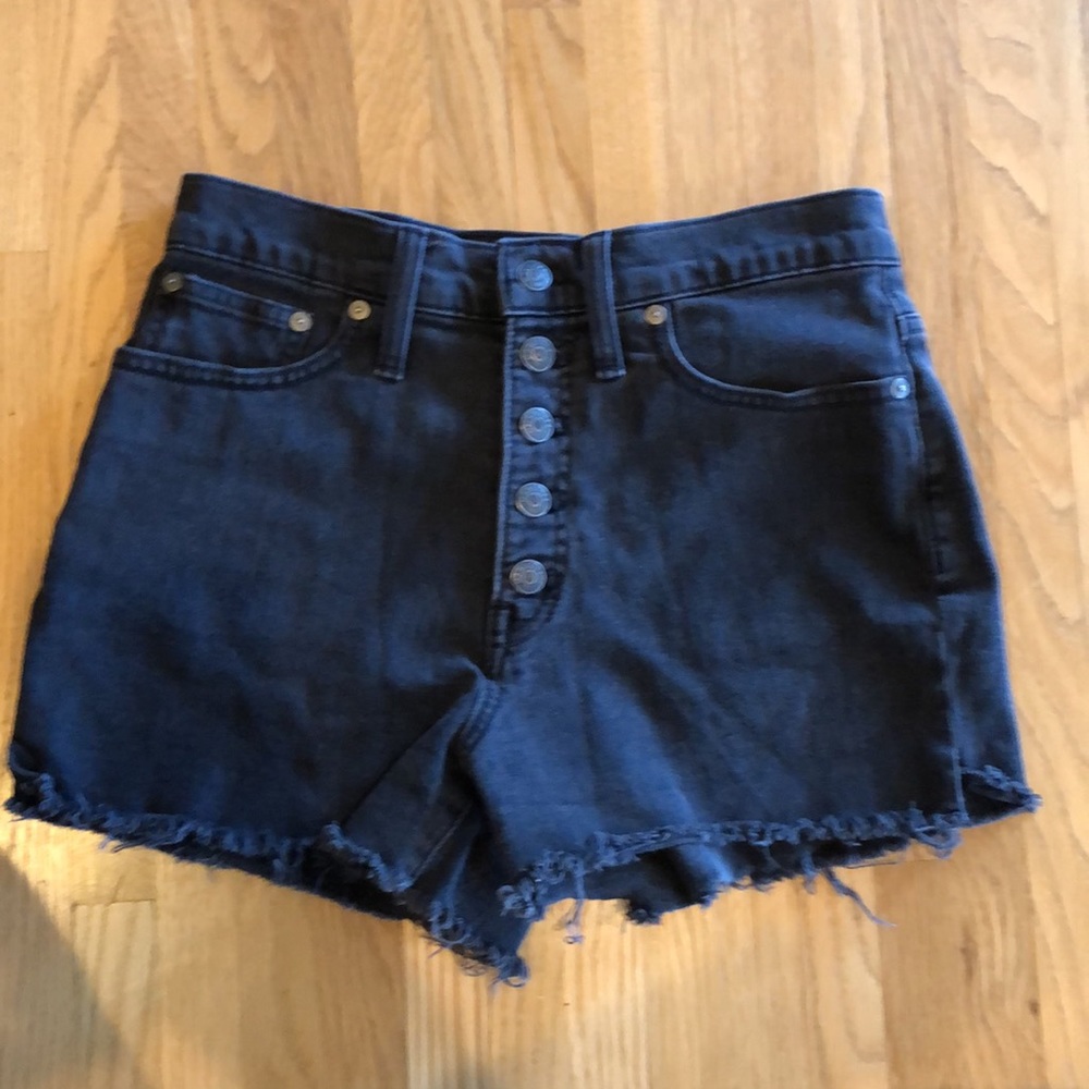 Madewell button fly black denim shorts - 27 waist